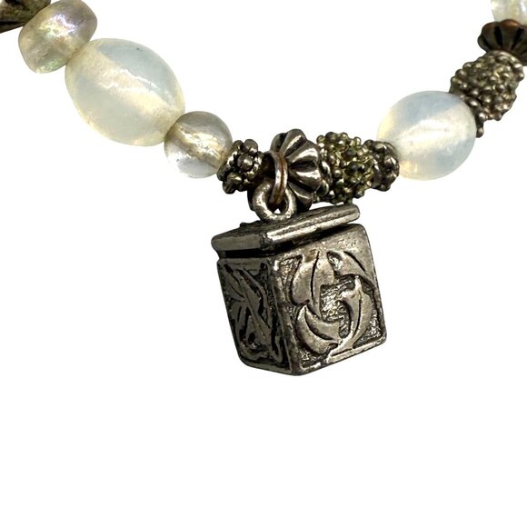 Vintage RIB Beaded Bracelet Silver Tone Charm Boho Elegance Retro - Picture 3 of 7